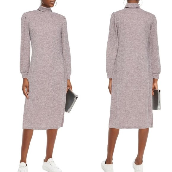 Walter Baker Turtle Neck Long Sleeve Sweater Shift Dress Knit Pink Metallic X-Sm - Picture 2 of 3